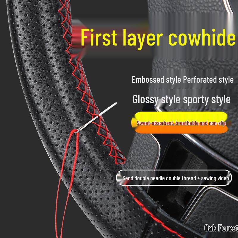 Чехол на руль из натуральной кожи, ручной работы, нескользящий, верхний слой из коровьей кожи, впитывающий пот, универсальный для всех сезонов.