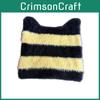 Cats Ears Design Knit Cap With Stripe Style For Warmth And Style In Autumn