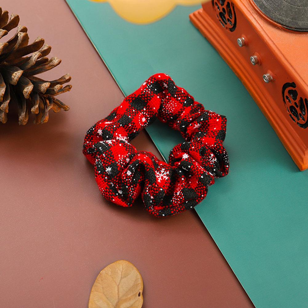 Simple Versatile Christmas Hair Band Colorful Grid Pattern Hair Rope Rubber Band High Elastic Hair Tie Headwear for Women