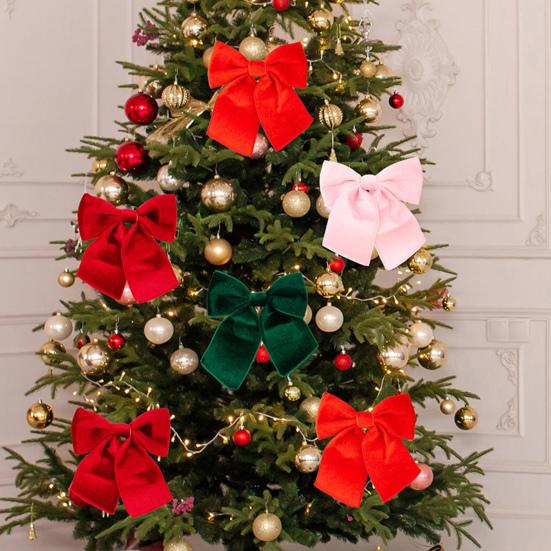 Рождественский бант-подвеска, бархатный бант-топпер, венки, декор для дверей, края с проволочным каркасом, подарочные банты, праздничное украшение
