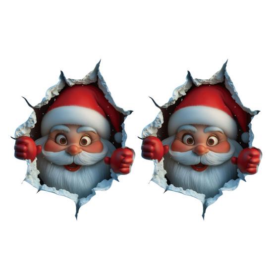 Santa Cracked Wall Decal Christmas Self-Adhesive Static Clings PVC Stickers for Car Window Room