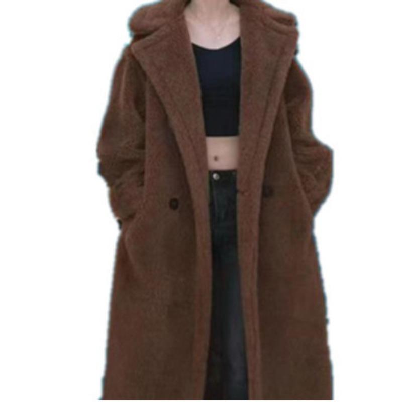 Teddy Bear Coat Women's Long Thickened Imitation Lamb Wool Plush Coat Imitation Sheep Shearing Cotton Clothing Winter Loose