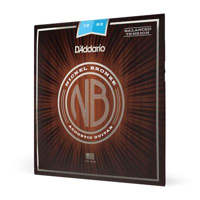 Струны для акустической гитары D'Addario, никель-бронза, сбалансированное натяжение, Light, .012-.052, NB1252BT,