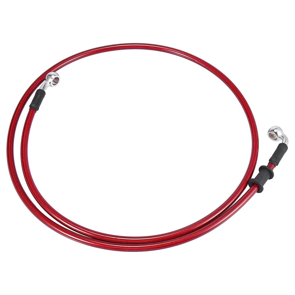Motoforti Motorcycle Brake/Clutch Hose, Oil Hose, Hydraulic Strengthened, Stainless Steel, 28°+90°, Red, 130cm