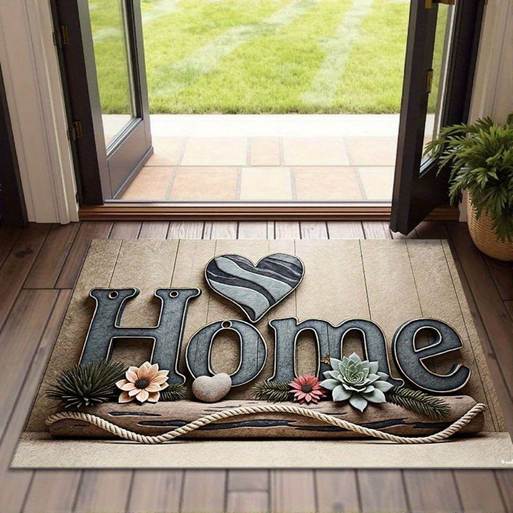 VIKAMA Retro Heart Welcome Doormat Washable Non-Slip Kitchen Corridor Floor Mat Indoor Outdoor Entrance Carpet Home Decor