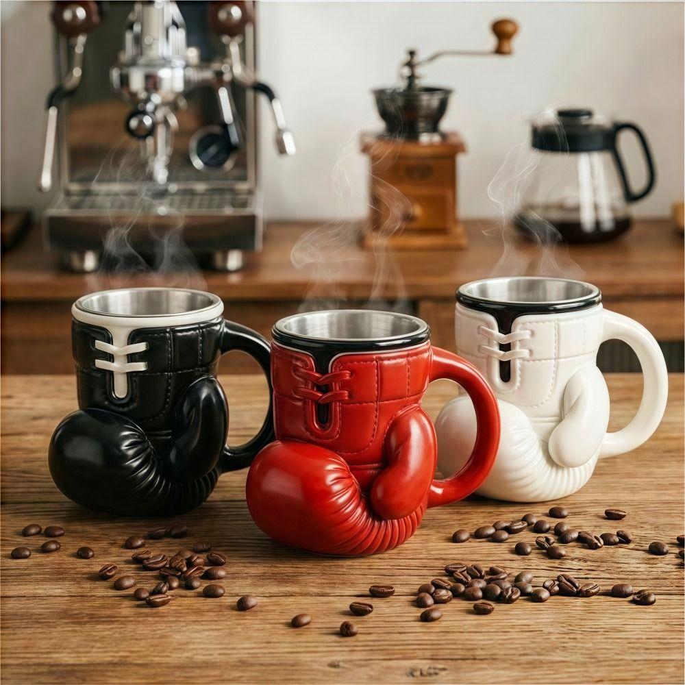 Double Wall Coffee Cup with Handle Water Cup Personalized Boxing Glove Mug  Men Boy Gifts