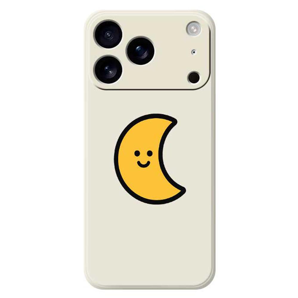 For iPhone 17 Pro Max Case Yellow Moon Pattern Printing Straight Edge TPU Phone Back Cover