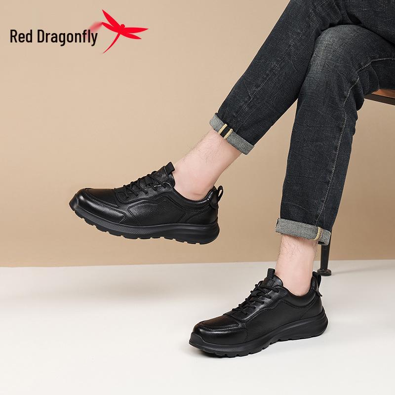 Мужские спортивные туфли Red Dragonfly из натуральной кожи с эффектом увеличения роста - Легкие, нескользящие, износостойкие, с мягкой и толстой подошвой.