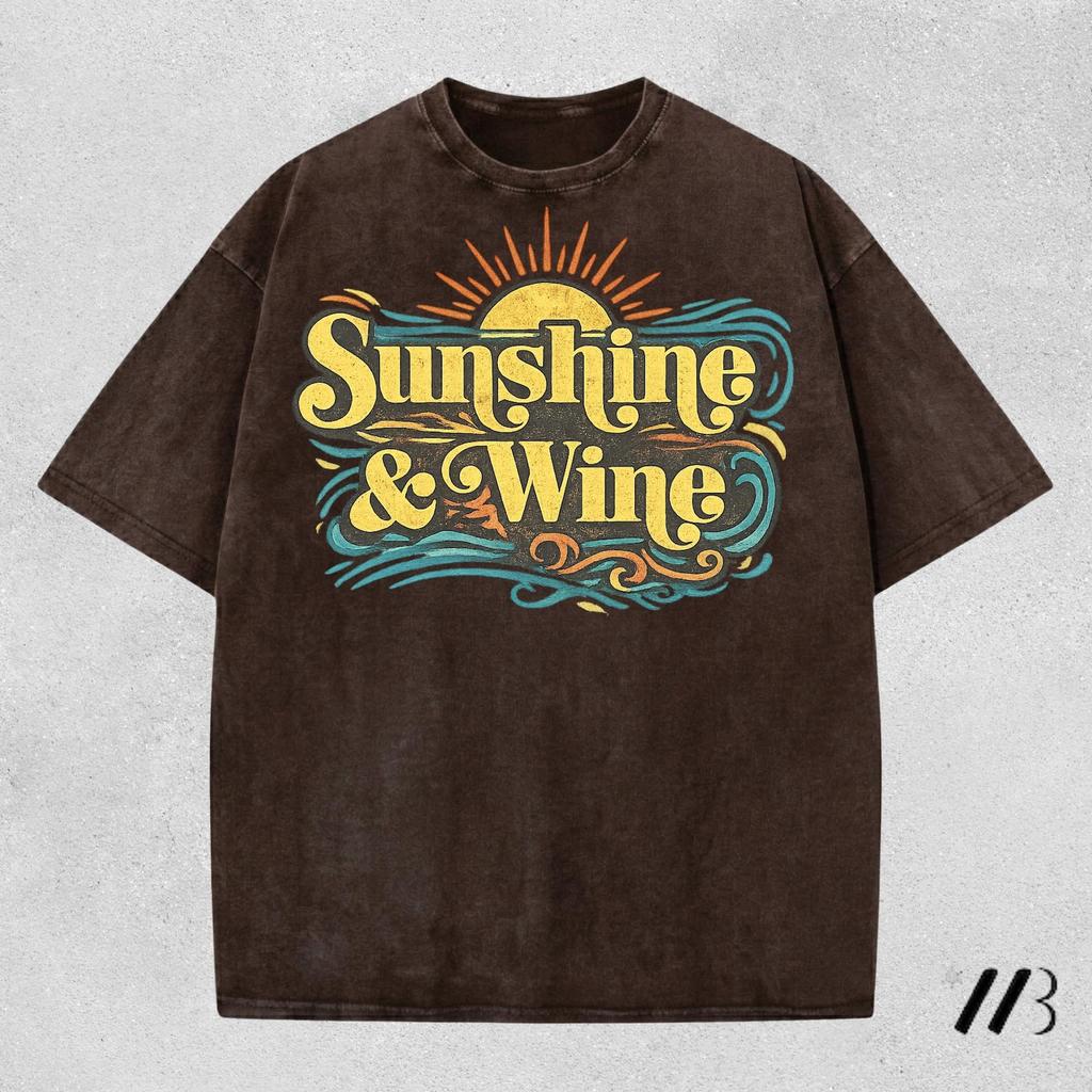 Sunshine and Wine T Shirt Comfort Colors Funny Summer Drinking Tee Beach Vacation Graphic Gift T-shirt