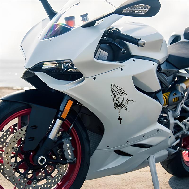 Prayer Gesture Car Body Sticker Buddha Hand Prayer Bead Holy Crucifix Style Car Sticker for Car Motorcycle Decorative Stickers