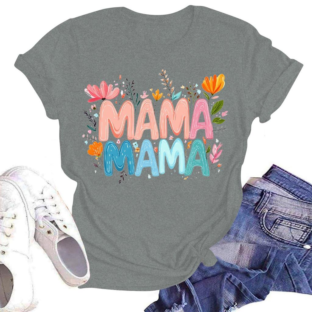 Женская повседневная футболка с круглым вырезом и короткими рукавами с принтом