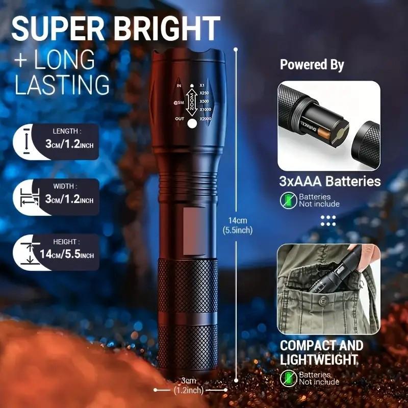 A100 Mini Rechargeable LED Flashlight with T6 Telescopic Zoom