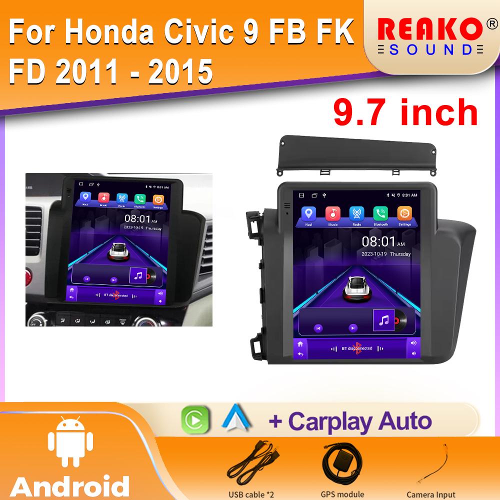 Для Honda Civic 9 FB FK FD 2011 - 2015 Для экрана в стиле Tesla Автомобильное радио Мультимедиа Видеоплеер Навигация GPS Android 2 din dvd