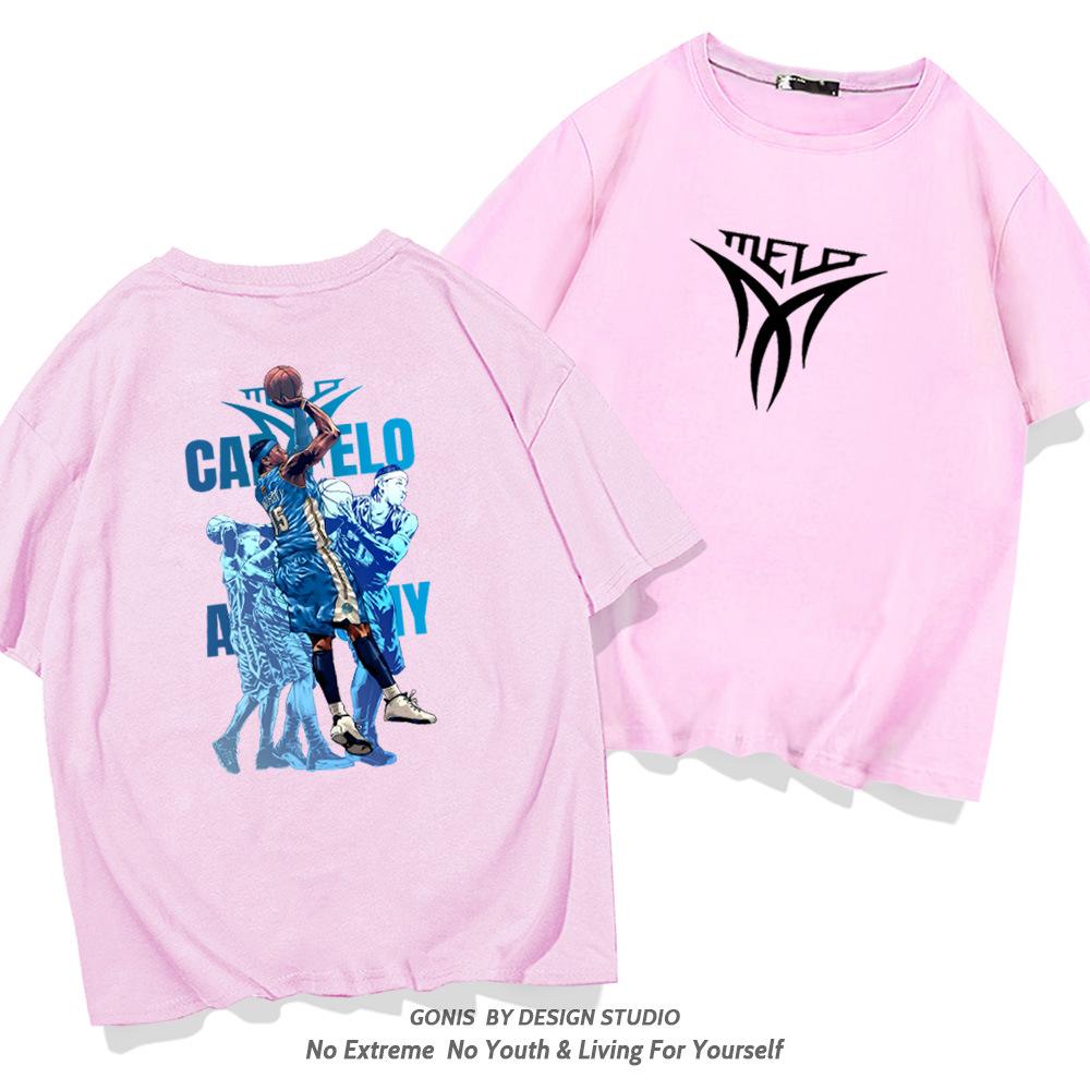 Carmelo Anthony short-sleeved T-shirt men's summer cotton loose half-sleeved trendy cartoon student basketball top