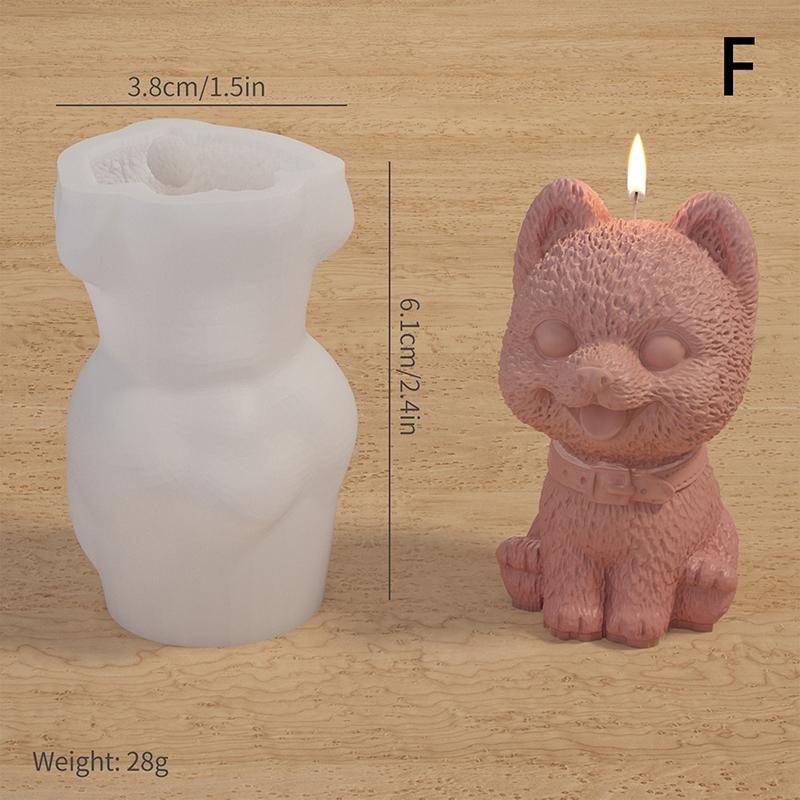 Милая 3D-свеча в виде животного, силиконовая форма для домашних животных, собака, сделай сам, ароматерапия, гипсовая свеча, смоляная форма для мыла, литьевая форма для домашнего декора