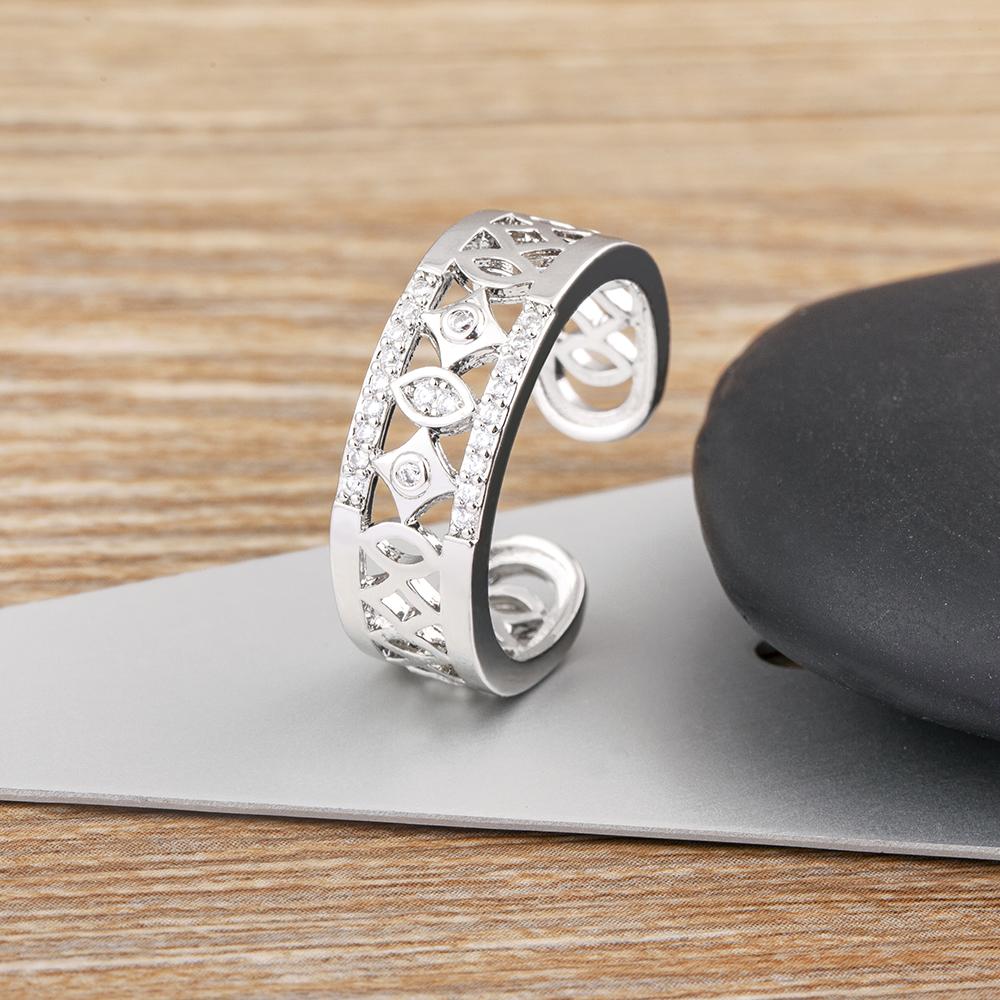 Nidin Delicate Zircon Free Size Adjustable Rings Female for Women Korean Fashion Accessories Girl's Luxury Lucky Jewelry Gift