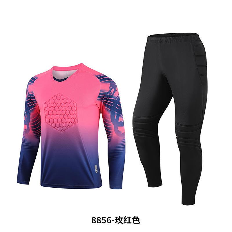 Football goalkeeper jersey set Men's adult long-sleeved sponge pads Game training goalkeeper jersey Spot wholesale