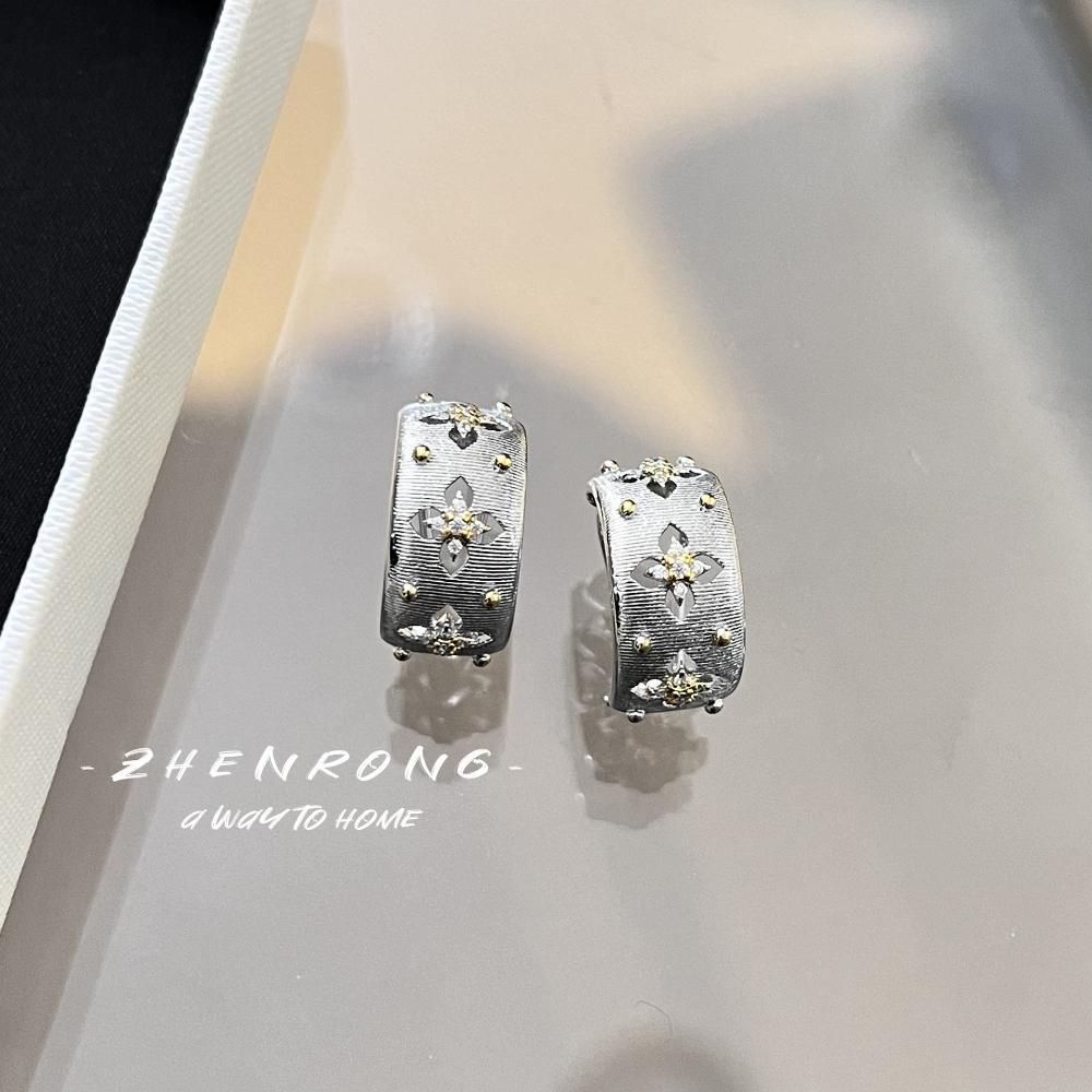 Vintage Boho Two Tone Gold Brushed Handmade Ring Set with Earrings Necklace Bracelet Real Gold Plated Jewelry