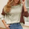 Autumn Women's Plus Size Sweater Knitwear Pullover Temperament Commuter Long Sleeve Round Neck Colorblocking Sweater