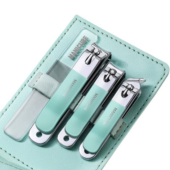 4 шт./набор острых кусачек для ногтей с кожаным чехлом и изогнутым краем, профессиональная нержавеющая сталь