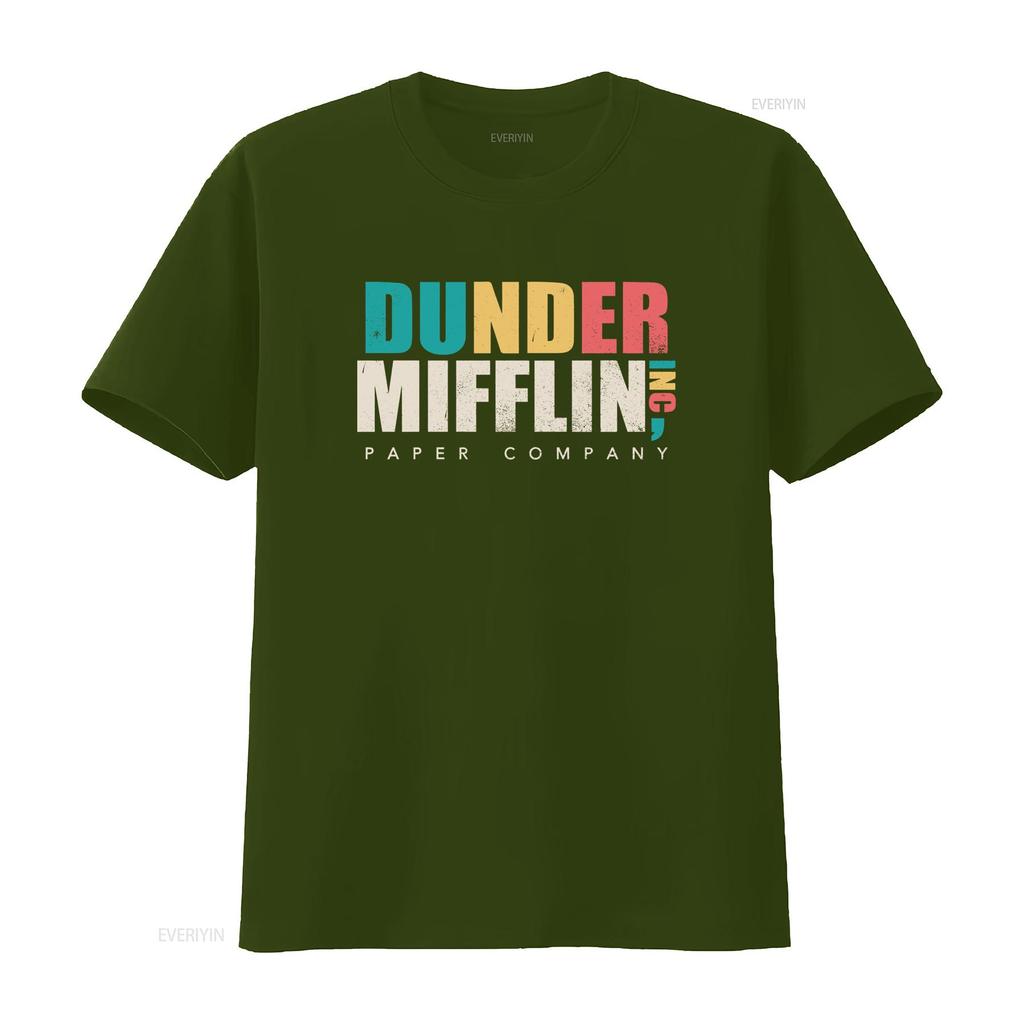 Vintage Retro Dunder Mifflin Paper Company Print Casual T Shirt vintage Washed streetwear designer clothes Soft Stylish