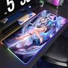 Резиновая коврик для мыши RGB Honkai Star Rail Серебряный Волк Искринка Жуань Мэй MouseMat Светодиодный Большой Клавиатура Игровой Коврик для мыши Матовый с фиксацией края