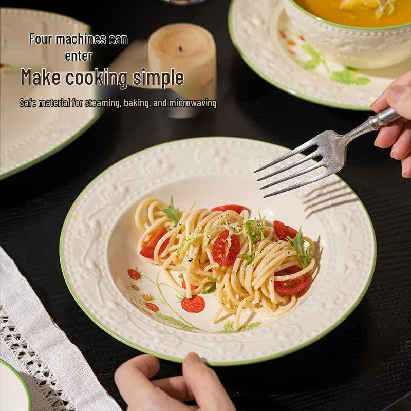 OIMG Strawberry Manor 16-Piece Ceramic Dinnerware Set