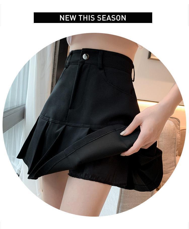 Юбка миди А-силуэта с плиссировкой и хвостом русалки в стиле колледжа 2024 года, маленького размера, с высокой талией