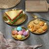 1pc New Food-grade Steel Thickened Disc Golden Cafe Tray Top Grade Dining Disc Fruit Meat Dessert Round Plate  Shallow Tray