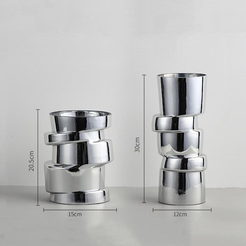 Серебряная стеклянная ваза Геометрия Витая форма Смещение Секция Гидропоника Цветочные горшки Террариум Украшения Аксессуары Вазы Горшки