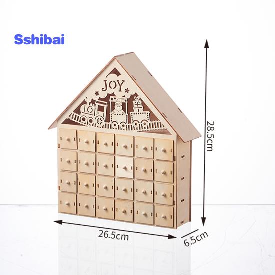 Деревянный рождественский адвент-календарь с 24 пустыми ящиками для хранения в форме дома, рождественский календарь обратного отсчета, домашний декор