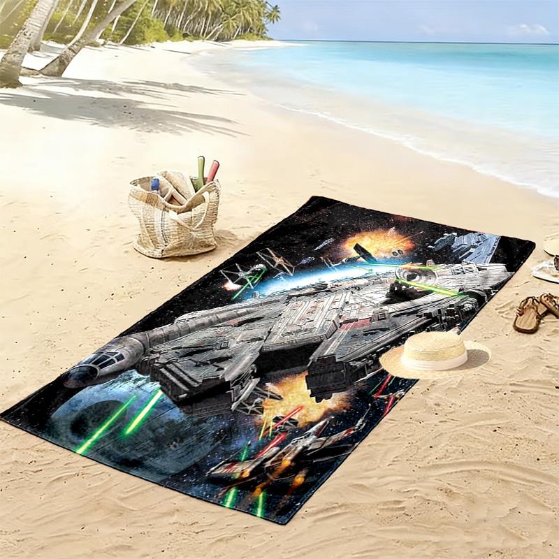 Millennium Falcon Print Beach Towel, Large Soft Quick Dry Towel for Beach Camping Swimming