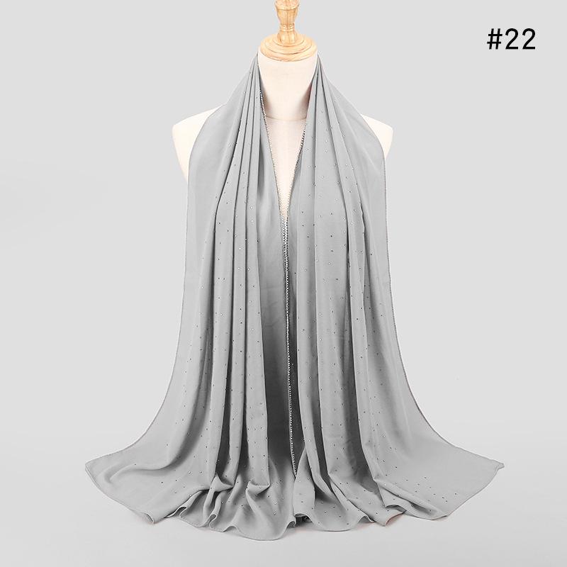 Lain Pearl Bubble Шифон Алмазный Стразы Шаль Шарф Высококачественный Мерцающий Бисер Повязка На Голову Обруч Фуляр Мусульманский Хиджаб Sjaal