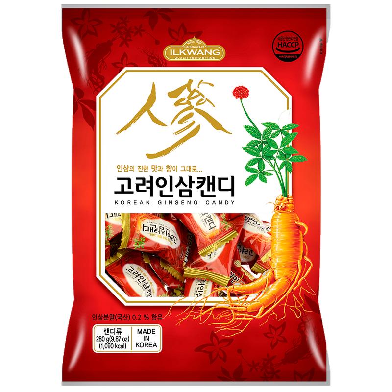 Ilgwang Confectionery Korean Red Ginseng Candy 280g 1p + Korean Ginseng Candy 2 280g 1p + Korean Black Ginseng Candy 280g 1p, 840g, 1 Set