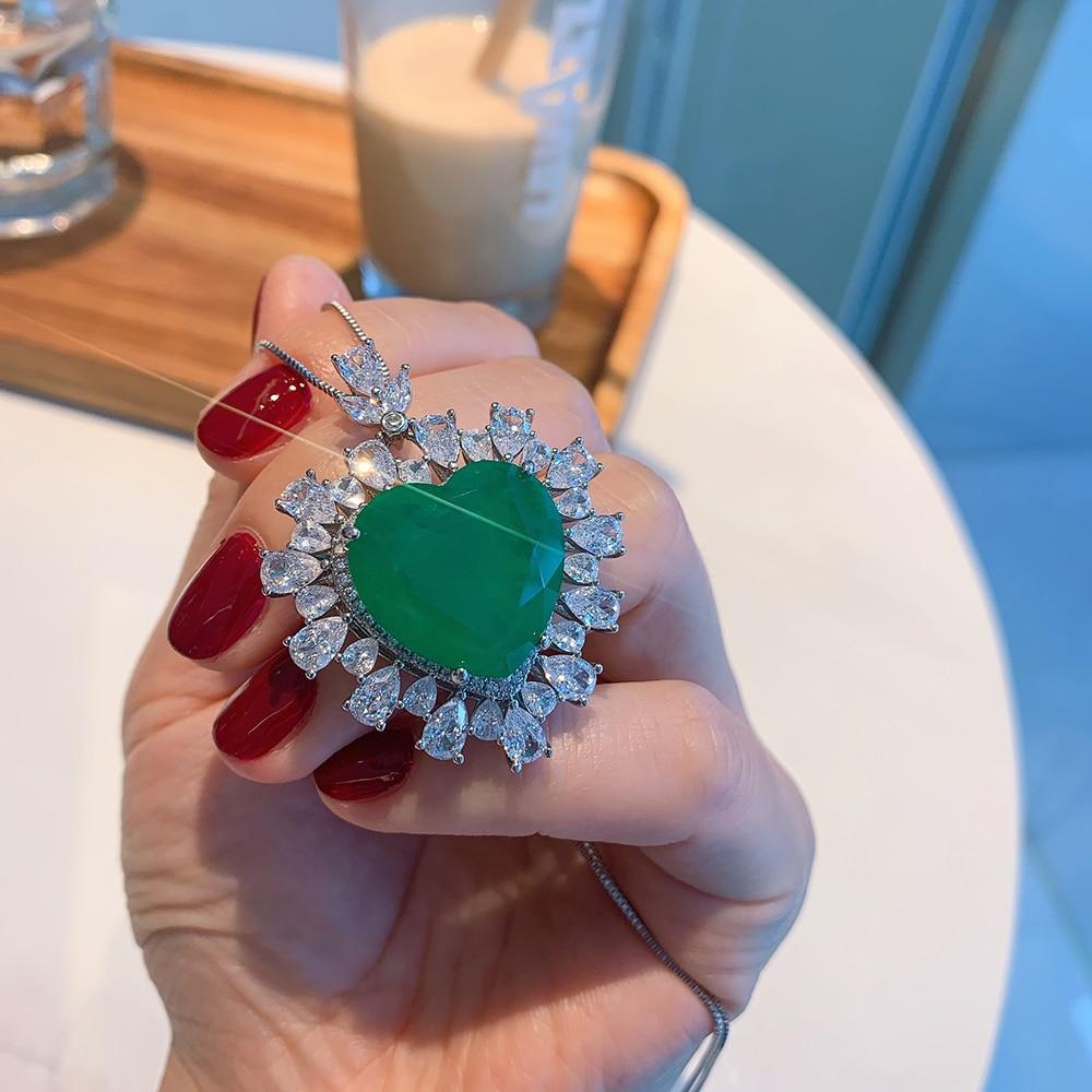 Подвески из стерлингового серебра 925 пробы 20*20 мм, турмалин Параиба, изумруд, лабораторный бриллиант, кулон, ожерелье для женщин, свадебная вечеринка, изящные ювелирные украшения