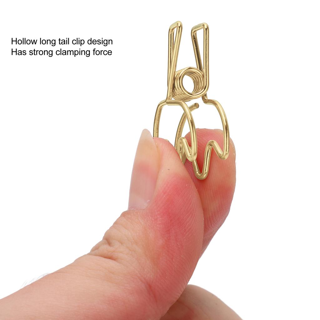 100Pcs Paper Clamps Metal Hollow Strong Clamping Force Crown Shape Tail Clips for School Home