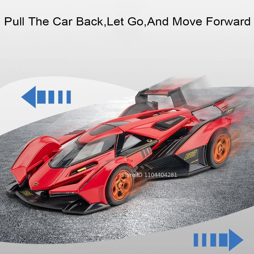 1:32 Lambor V12 Модель SCV12 Сплав Литье под давлением Спортивный автомобиль Игрушка Звук Свет Оттяжка Двери Открываются Миниатюрные Автомобили Модный Подарок для Друзей