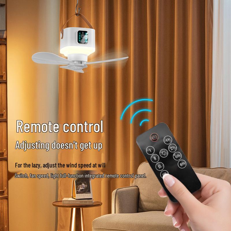 Компактный беспроводной подвесной вентилятор для кемпинга и общежитий - Перезаряжаемый многофункциональный вентилятор