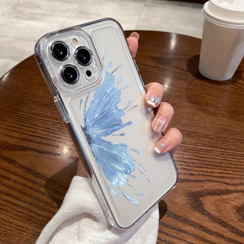 Для iPhone 15 Pro Max Чехол Роскошный Позолоченная Бабочка Прозрачный Силиконовый Чехол Для iPhone 14 Pro Max Funda iPhone 13 12 11 16 16E 17 Air