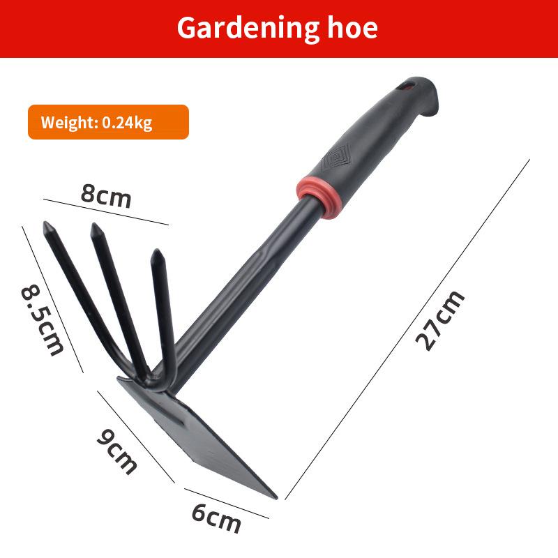 Садовая лопата Борона с пятью зубьями Большая лопата и маленькая лопата Мотыга двойного назначения Садовые инструменты с черной резиновой ручкой