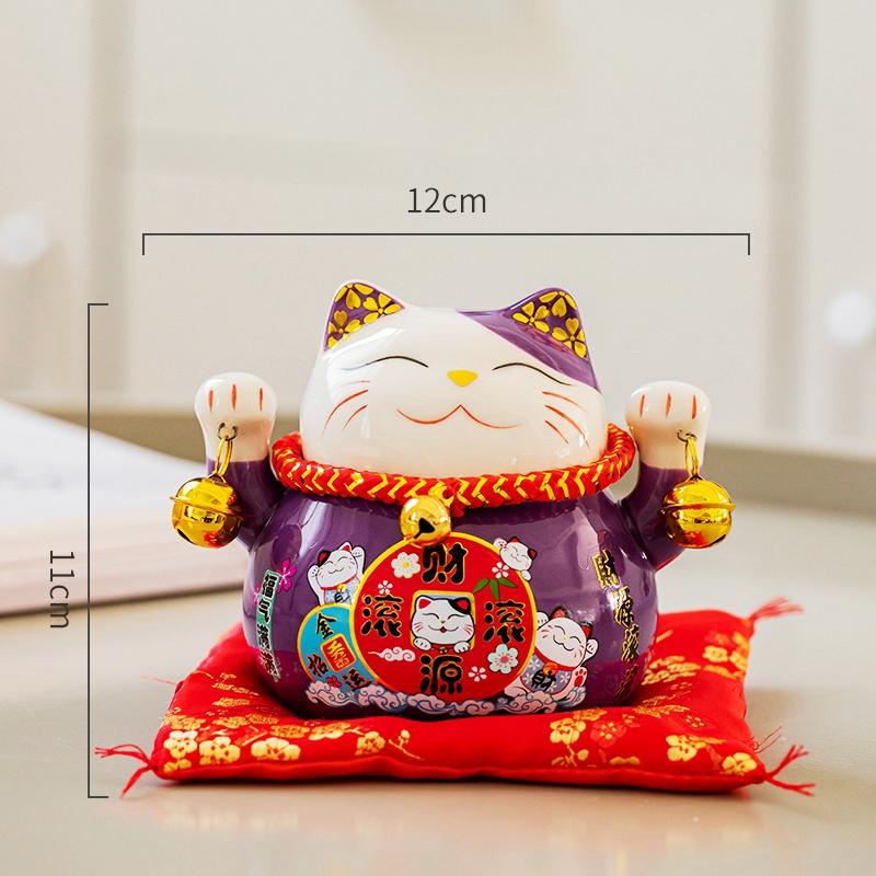 4,5-дюймовая керамическая копилка Maneki Neko Lucky Cat Fortune Colored Cat Piggy Coin Украшение для дома Подарочный орнамент Feng Shui
