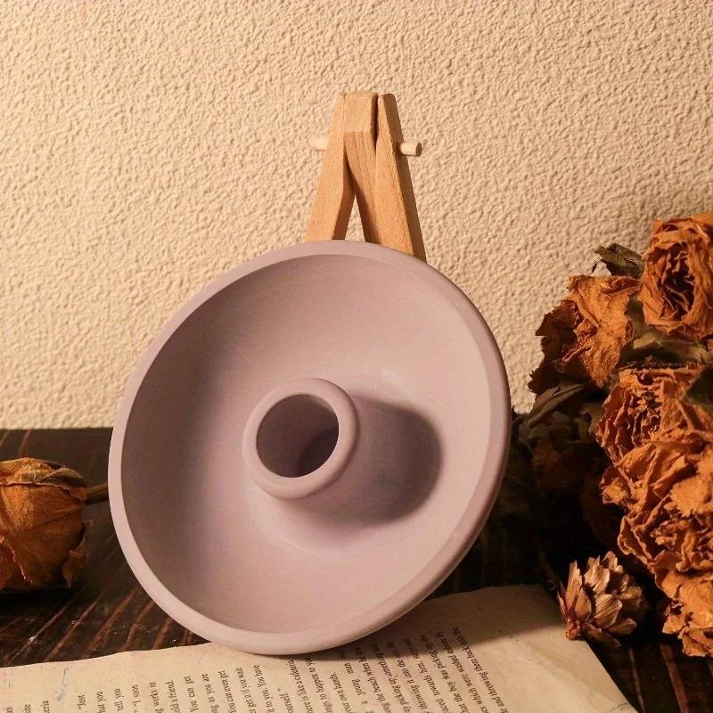 Circular Candle Base Silicone Mold DIY Concrete Candle Holder Mold Gypsum Cement Candle Holder Silicone Resin Mold Home Supplies