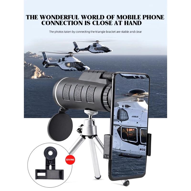 Профессиональный наблюдательный бинокль 40x60 HD, мощный ночной водонепроницаемый бинокль, мини-карманный зум со смартфоном для охоты, кемпинга