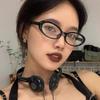 Женские очки в корейском стиле, круглые, черные, с защитой от синего света: Слимминг Большая Рама для Стильного Вида