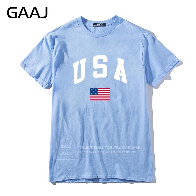 GAAJ USA Американский флаг Мужская футболка Топ Высококачественные 100% хлопковые футболки Для мужчины Футболка Печатный бренд Одежда Повседневная уличная одежда