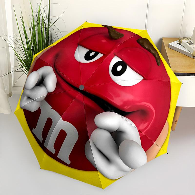 1PC M&M's Automatic Open/Close Umbrella, 8-Rib Sturdy Frame, Lightweight Portable Umbrella, Commute, Business - Ideal Gift for Friend, Vibrant Pattern