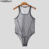 Мужские безрукавные облегающие прозрачные комбинезоны-боди