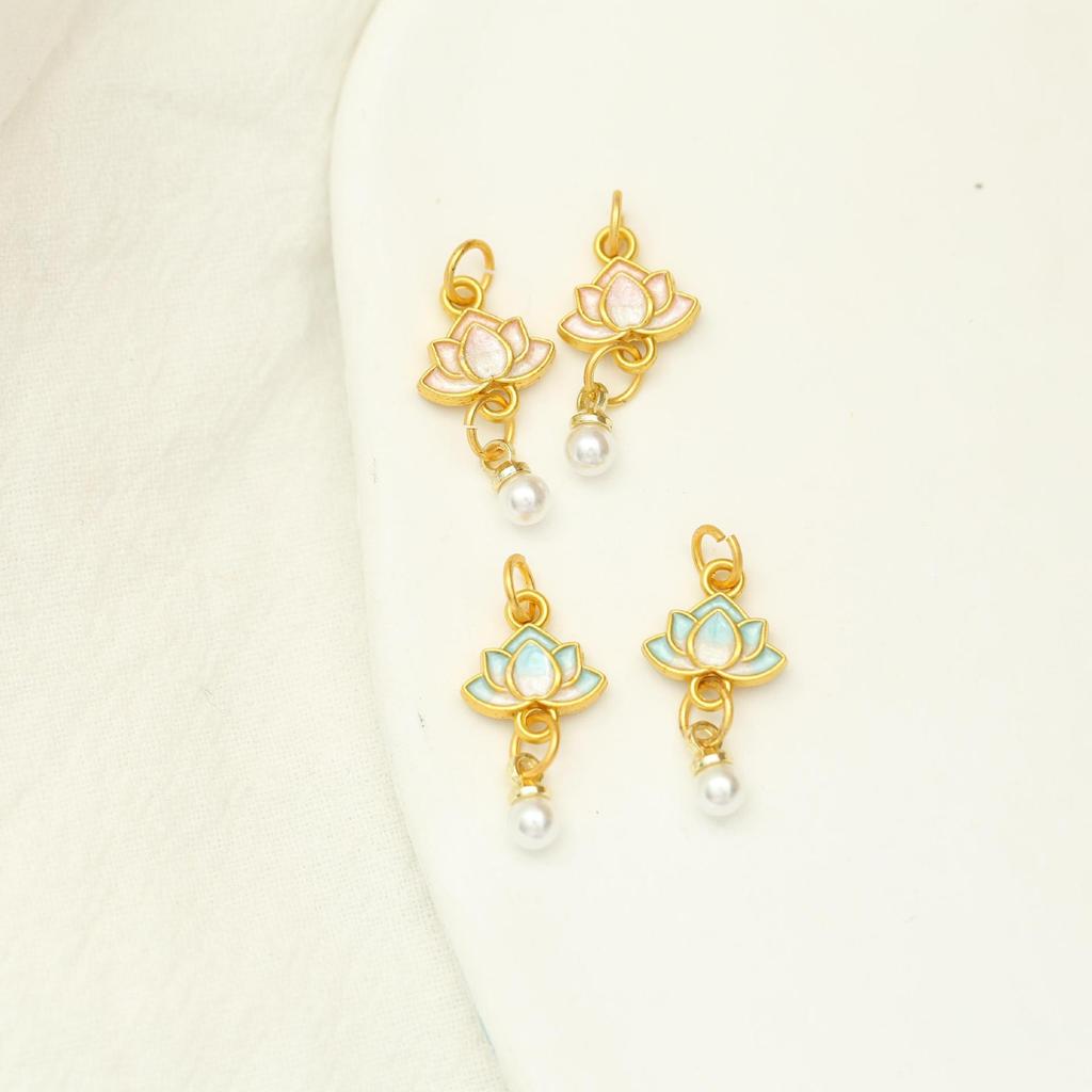 Матовый золотой кулон в виде лотоса, браслет-ожерелье из сплава с жемчугом