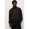 H M Loose Fit Zip Detail sweatsHirt Dark Brown