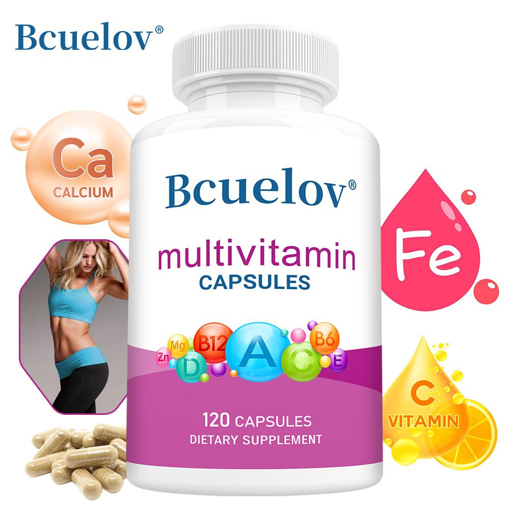 Bcuelov Multivitamin Capsules Supplement, Full Spectrum Vitamins & Minerals, 120 Caps